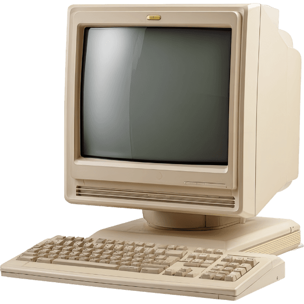 Vintage desktop computer with CRT monitor